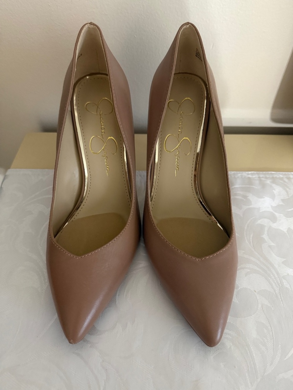 Jessica Simpson Blush-Tan Pointed Toe Stiletto Pumps